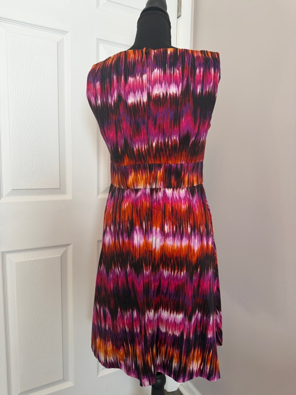 Calvin Klein Sleeveless Midi Dress in Pink, Orange and Black - Picture 4 of 7